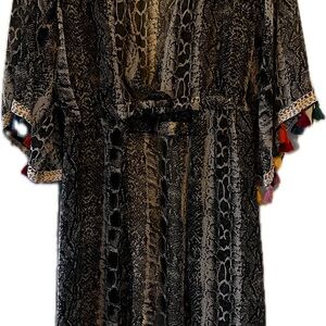 Judith March Snake Print Swim Coverup with Tassels